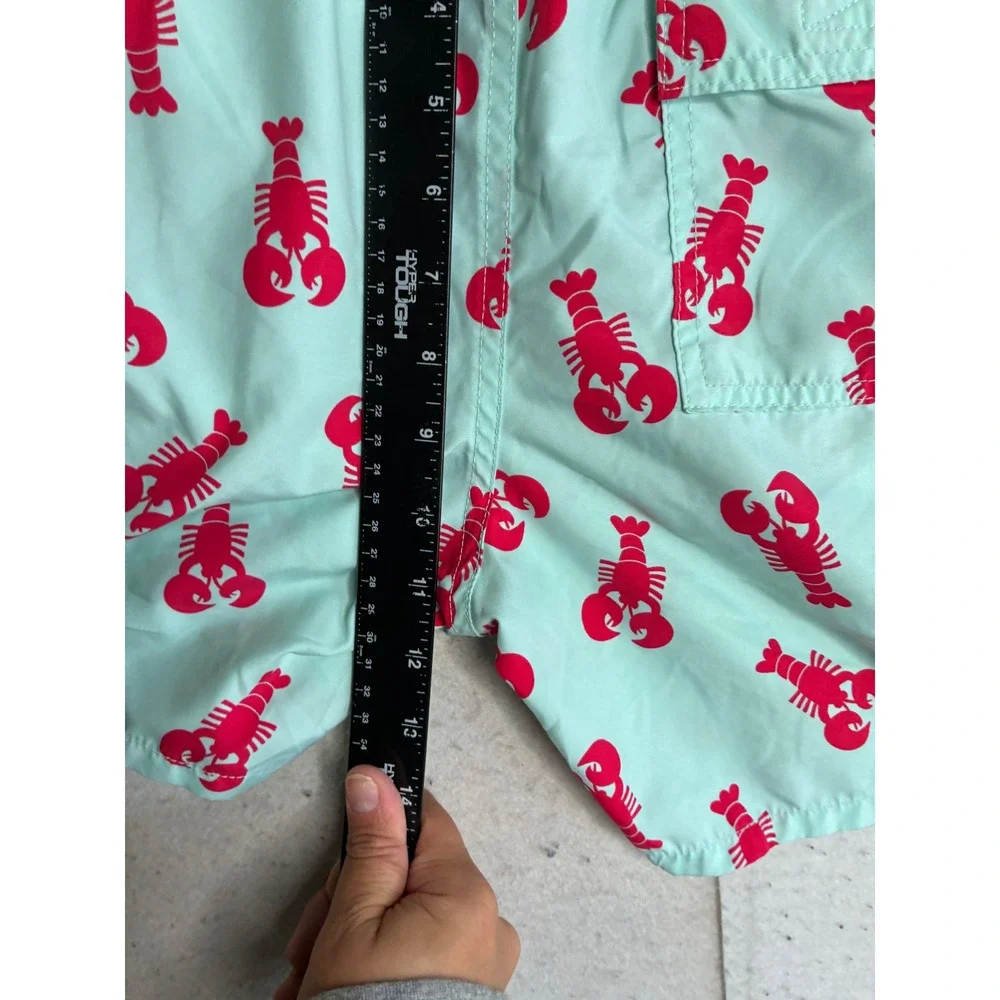 Tom & Teddy Boys Mint Green Red Lobster Print Swim Trunks Size 9-10